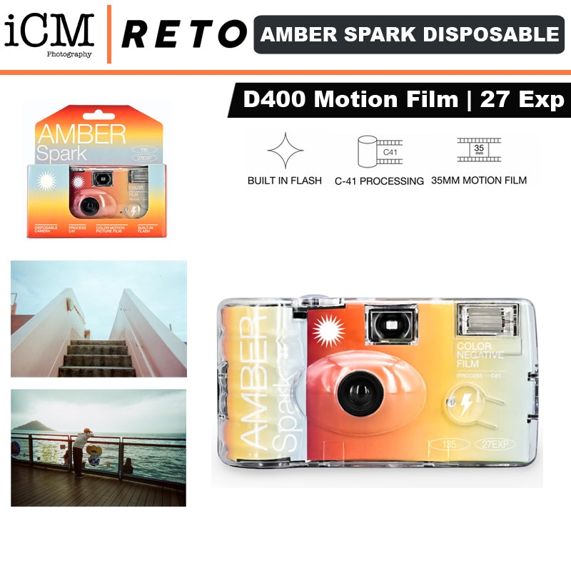 RETO Amber Spark 35mm Disposable Film Camera 27 exposures