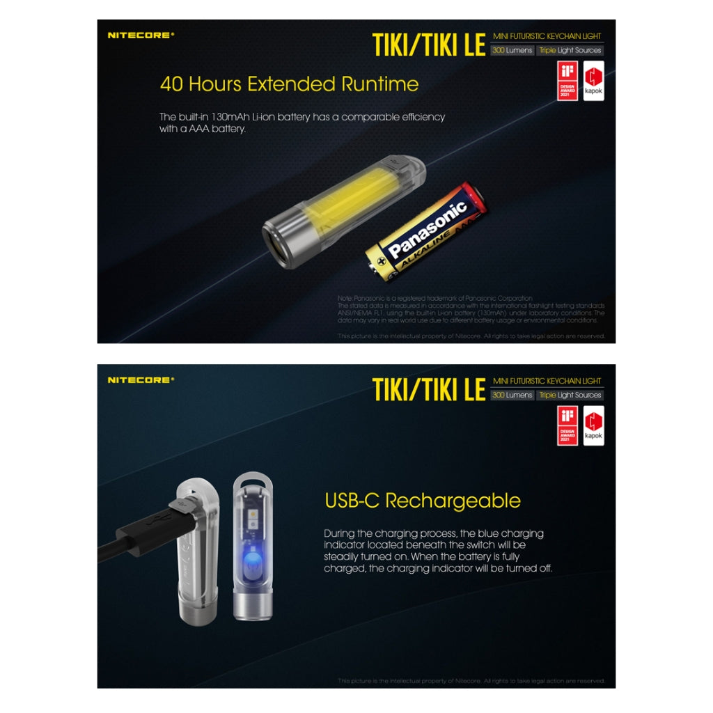 Nitecore TIKI / TIKI LE 300 Lumens USB-C Rechargeable Keychain Flashlight