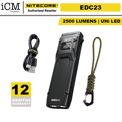 Nitecore EDC23 EDC Tactical Flashlight 2500 Lumen USB-C Rechargeable Fast Charging Digital OLED Display