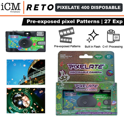 Retocolor Pixelate 400 35mm Disposable Film Camera 27EXP ISO400 Pre exposed Pixel pattern