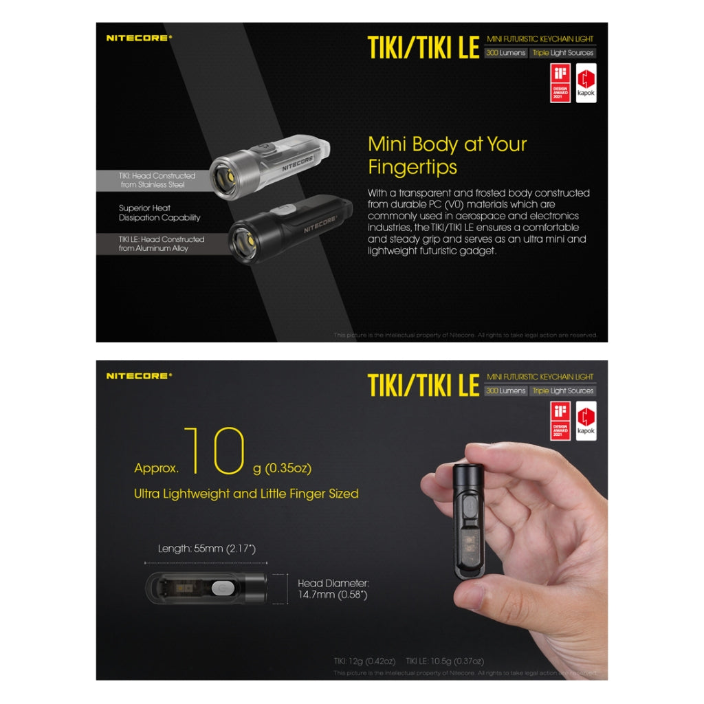 Nitecore TIKI / TIKI LE 300 Lumens USB-C Rechargeable Keychain Flashlight