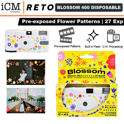 Retocolor Blossom 400 35mm Disposable Film Camera 27EXP Pre exposed Flower Patterns