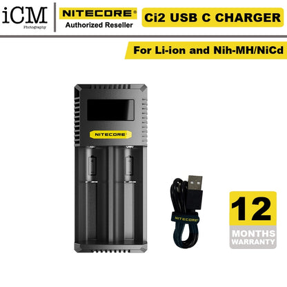 Nitecore Ci2 Intelligent USB-C Dual Slot Battery Charger (USB-C 3A 18W)