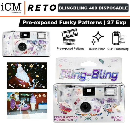 Retocolor BLING-BLING 400 35mm Disposable Film Camera 27EXP ISO400 Pre exposed funky pattern