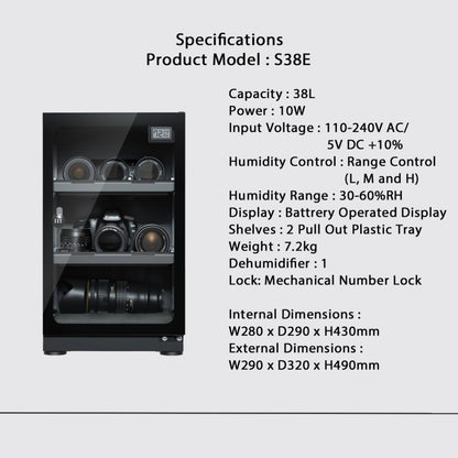 Digi-Cabi i-Cabi Electronic Dry Cabinet 38L S38E - 5 Years Warranty