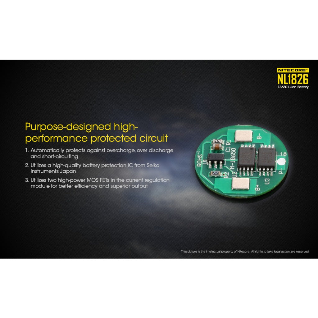 Nitecore NL1826 18650 Li-ion battery 2600mAh