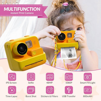 Kids  Instant Print Digital Camera HD 1080P with Thermal Print Paper