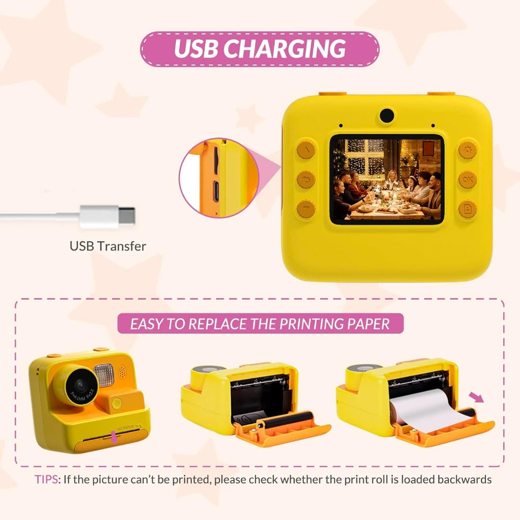 Kids  Instant Print Digital Camera HD 1080P with Thermal Print Paper