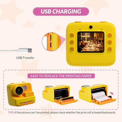 Kids  Instant Print Digital Camera HD 1080P with Thermal Print Paper