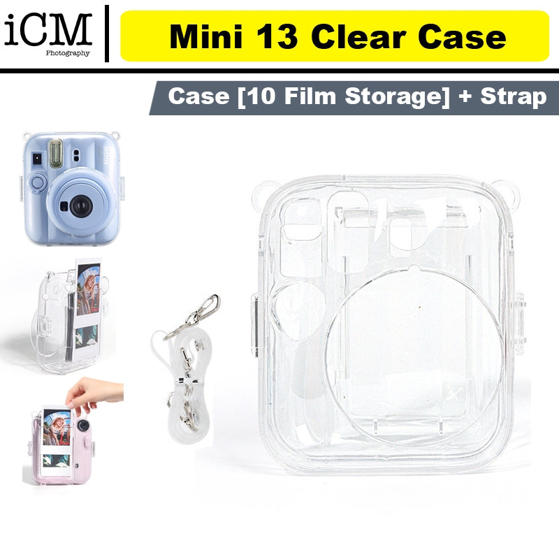 Fujifilm Instax Mini 13 Transparent Clear Case Protective Case with Strap