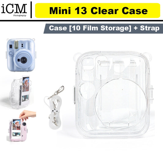 Fujifilm Instax Mini 13 Transparent Clear Case Protective Case with Strap