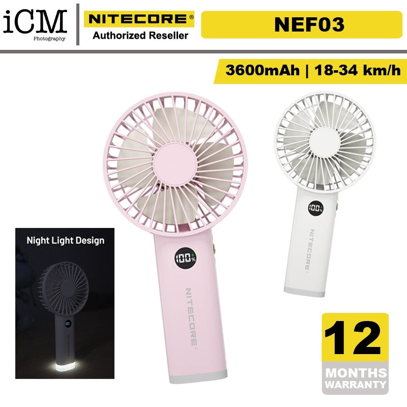 NITECORE NEF03 Portable Handheld Fan LED Night Light LCD Display