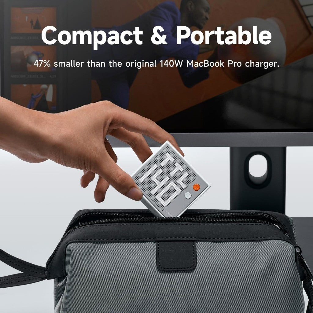 SHARGE Pixel 140 GaN III Charger PD3.1 Fast Charging triple USB-C Port Matrix Display