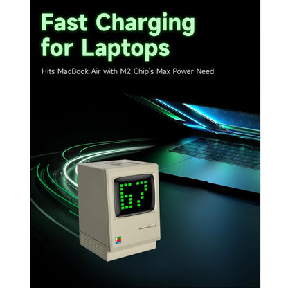 Sharge Retro 67W GaN Charger 3 ports USB-C Fast Charging with Digital Rain LED Display