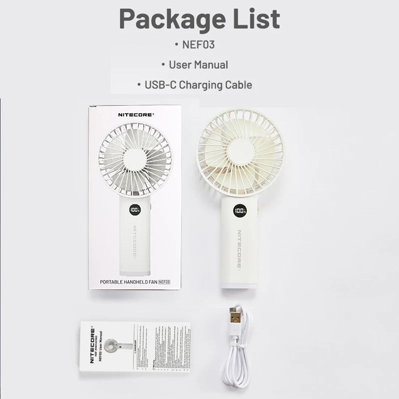 NITECORE NEF03 Portable Handheld Fan LED Night Light LCD Display