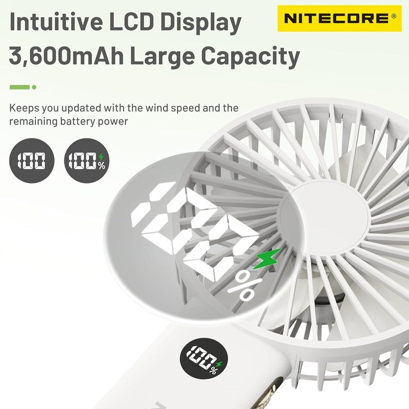 NITECORE NEF03 Portable Handheld Fan LED Night Light LCD Display