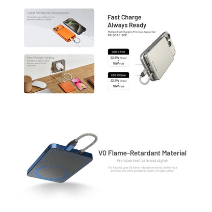 Nitecore POCKET 5 5000mAh Magnetic Power Bank with Built-In Cable