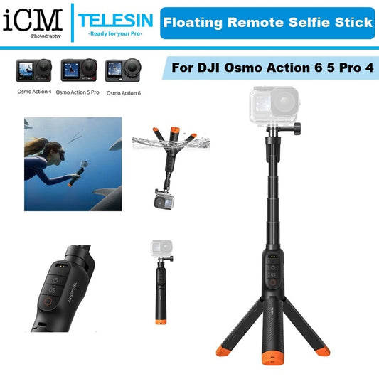 Telesin DJI Osmo Action 6 / 5 Pro / 4 Underwater Floating Remote Selfie Tripod Stick