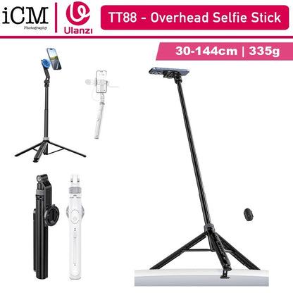 Ulanzi TT88 MagSafe Magnetic  Overhead Selfie Stick Tripod 1.44M Dual Cold Shoe