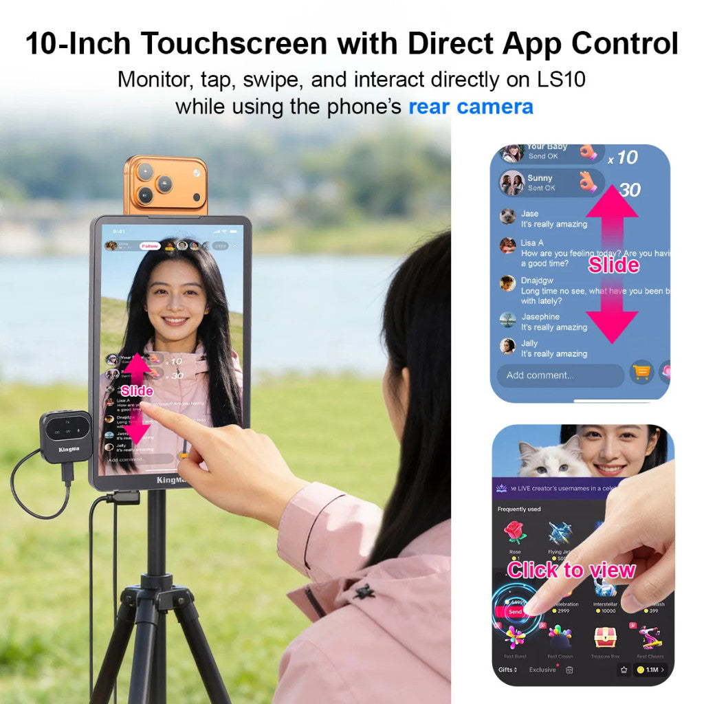 KingMa 10" Live Stream Touch Monitor for Mobile Phone Live Streaming