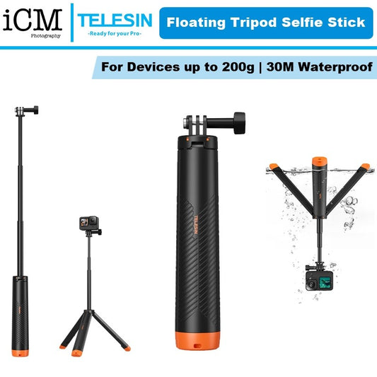 TELESIN Floating Tripod Selfie Stick Floaty bobber For DJI Insta360 GoPro Action Camera