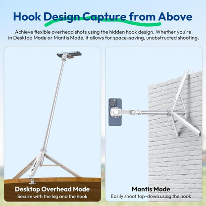 Ulanzi TT88 MagSafe Magnetic  Overhead Selfie Stick Tripod 1.44M Dual Cold Shoe