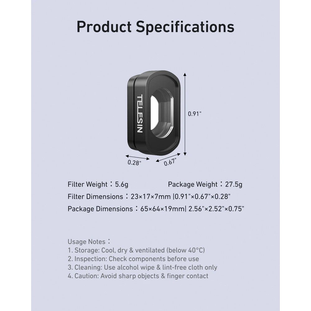Telesin DJI Osmo Pocket 4 3 Wide Angle Lens Filter