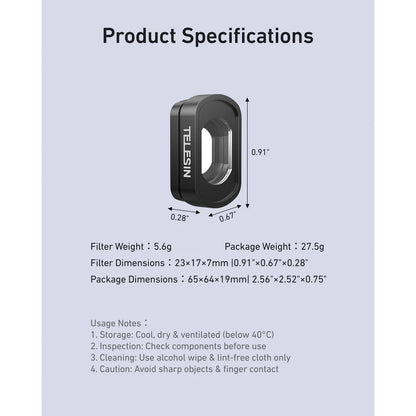 Telesin DJI Osmo Pocket 4 3 Wide Angle Lens Filter