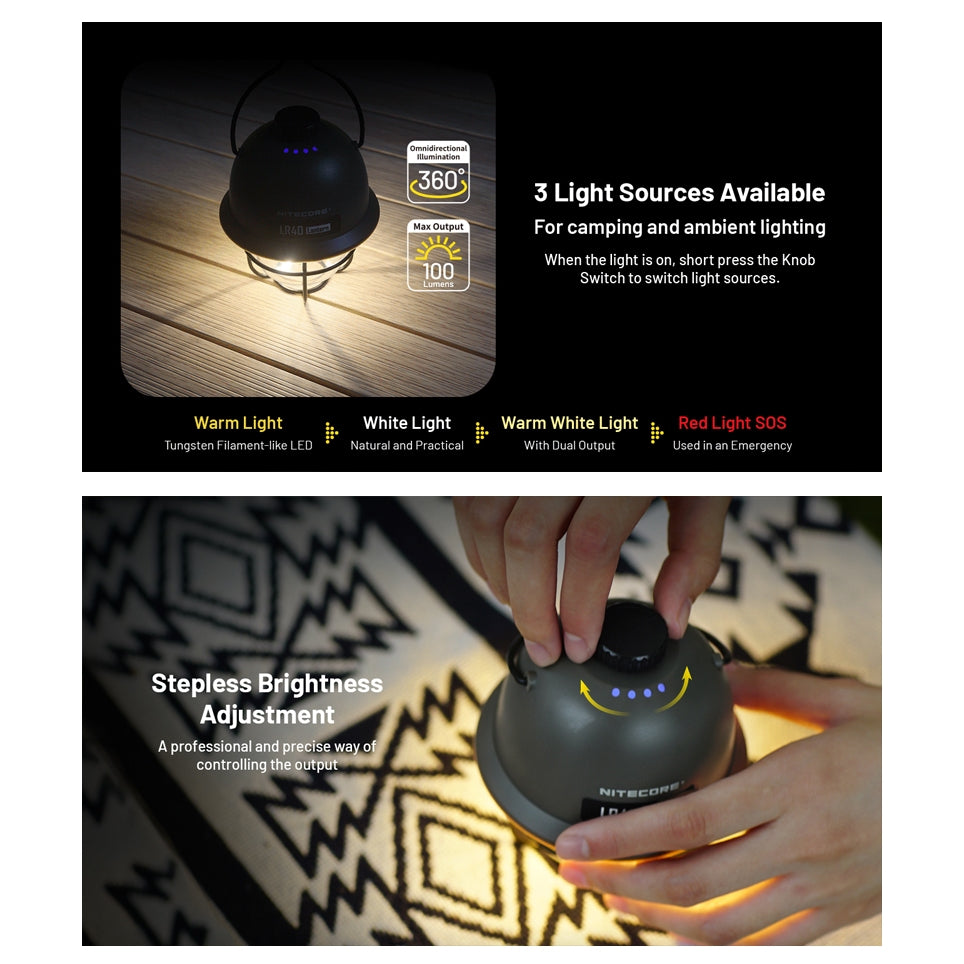 NITECORE LR40 Multifunctional USB-C Rechargeable Camping Lantern