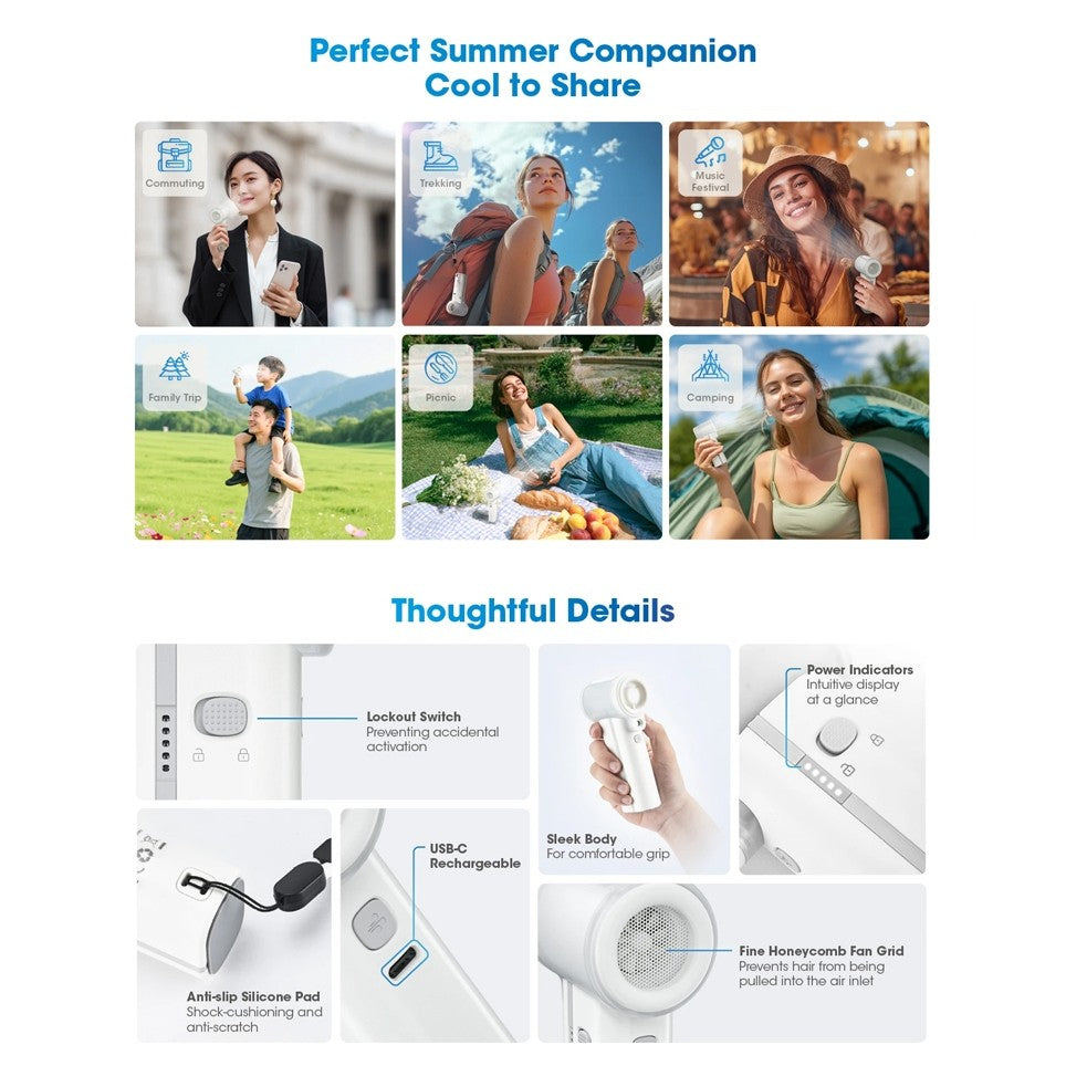 NITECORE izzcool 40 Handheld Fan Rechargeable Air Conditioner Fan Cooling Spray Mist Cooler