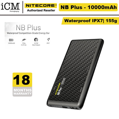 Nitecore NB Plus IPX7 Waterproof carbon fibre Powerbank 10000mAh 3A 22W
