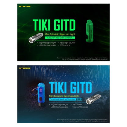 Nitecore TIKI GITD Blue Green USB Rechargeable keychain led flashlight