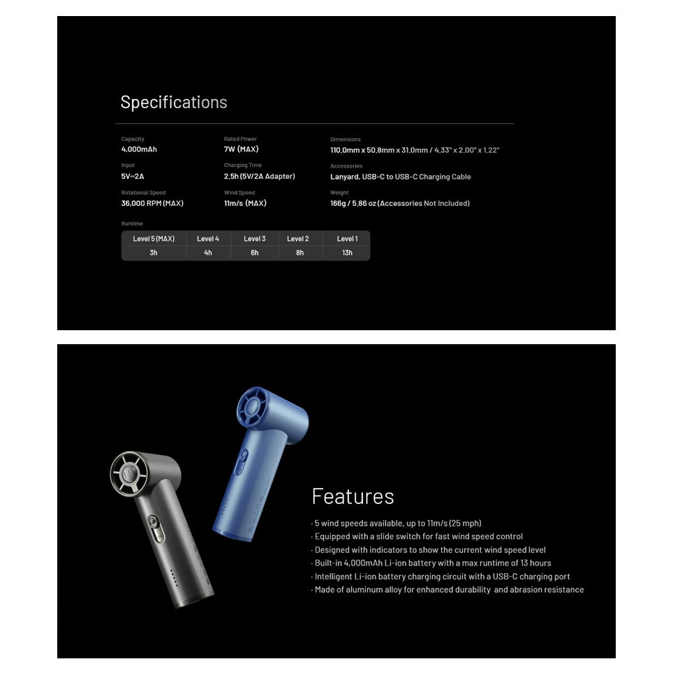 Nitecore NEF01 Mini High Speed Handheld Fan (4,000mAh)