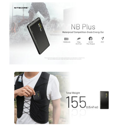 Nitecore NB Plus IPX7 Waterproof carbon fibre Powerbank 10000mAh 3A 22W