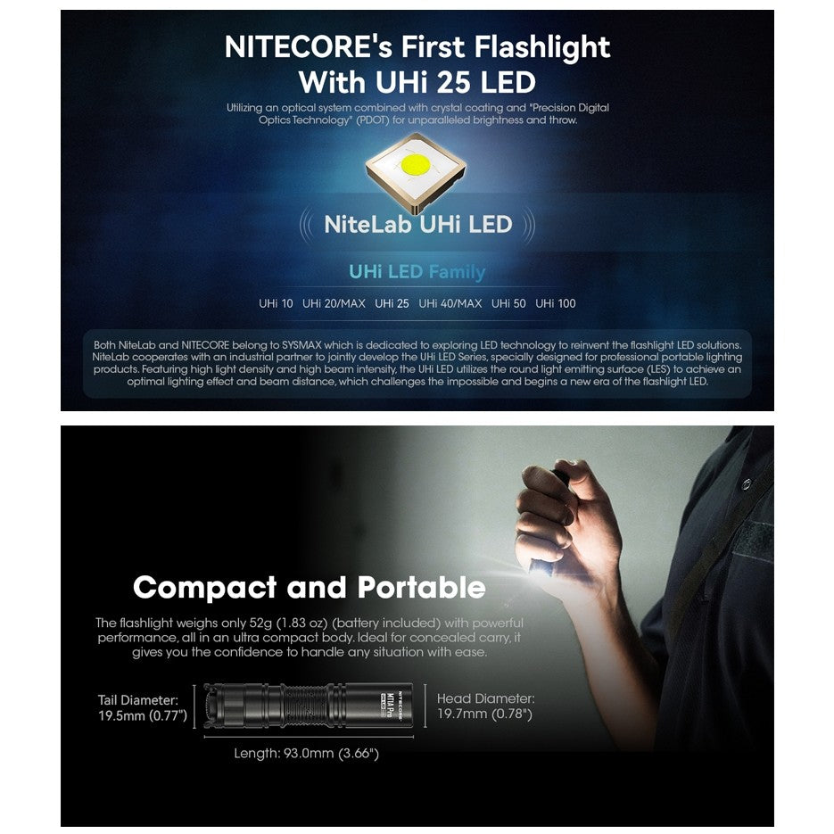 Nitecore MT1A Pro 800 Lumen Rechargeable EDC Flashlight