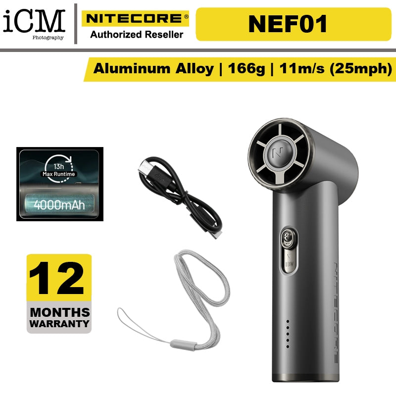 Nitecore NEF01 Mini High Speed Handheld Fan (4,000mAh) – ICM Photo Pte Ltd