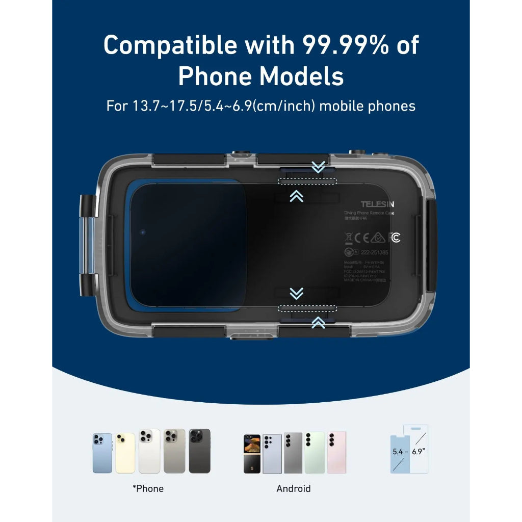 TELESIN Underwater Snorkeling 20m Diving Phone Waterproof Case Universal Underwater Diving Housing