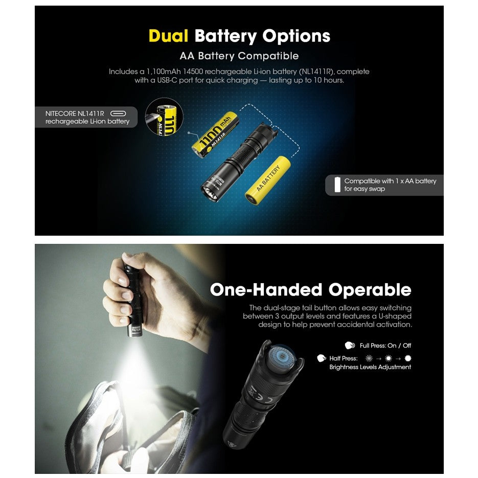 Nitecore MT1A Pro 800 Lumen Rechargeable EDC Flashlight