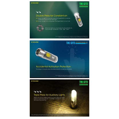 Nitecore TIKI GITD Blue Green USB Rechargeable keychain led flashlight