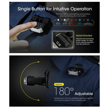 Nitecore CL10 Clip-ON Light CL10 Multipurpose Ultra Lightweight Clip-on Light