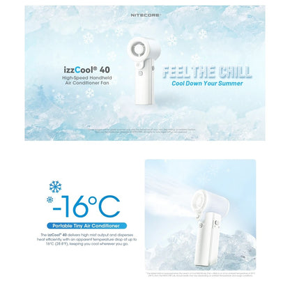 NITECORE izzcool 40 Handheld Fan Rechargeable Air Conditioner Fan Cooling Spray Mist Cooler