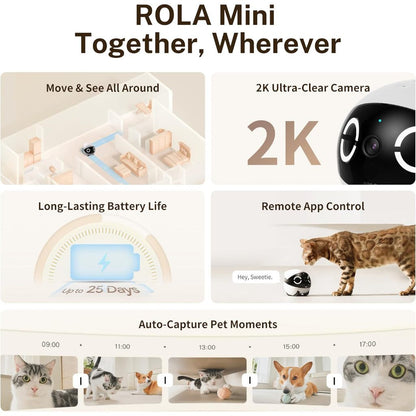 Enabot ROLA Mini 2K Camera Robot 2-Way Talk Night Vision Motion Detection video Recording