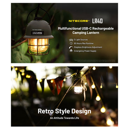 NITECORE LR40 Multifunctional USB-C Rechargeable Camping Lantern