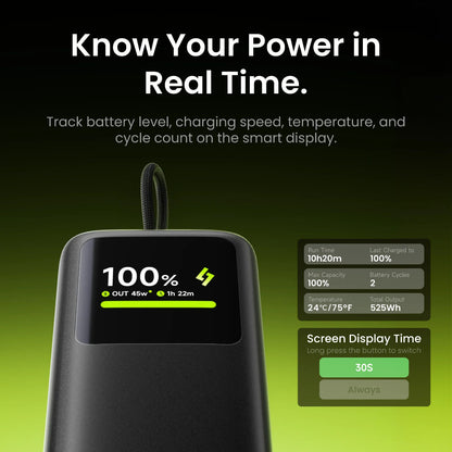 sharge Hypertower 45W Power Bank 10000mAh with Built-in Retractable Cable