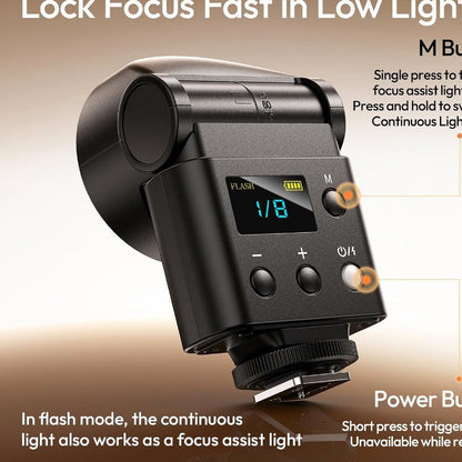 ULANZI F16R Camera Flash LED Speedlite 3-in-1 Flash & Assist & Continuous Light