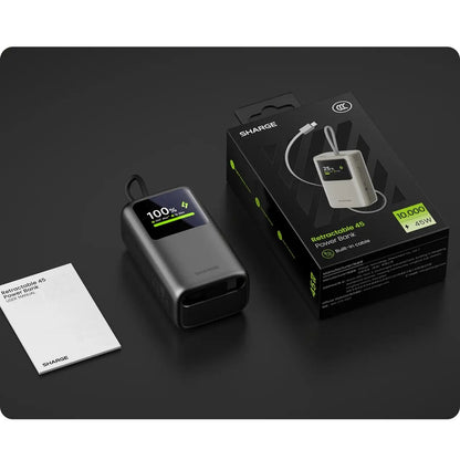 sharge Hypertower 45W Power Bank 10000mAh with Built-in Retractable Cable