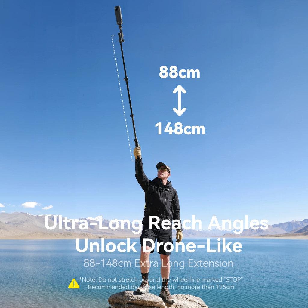 TELESIN TrekShot 3 in 1 Carbon Fiber Selfie Stick Trekking Pole Hidden Tripod 10m Bluetooth Remote Hiking