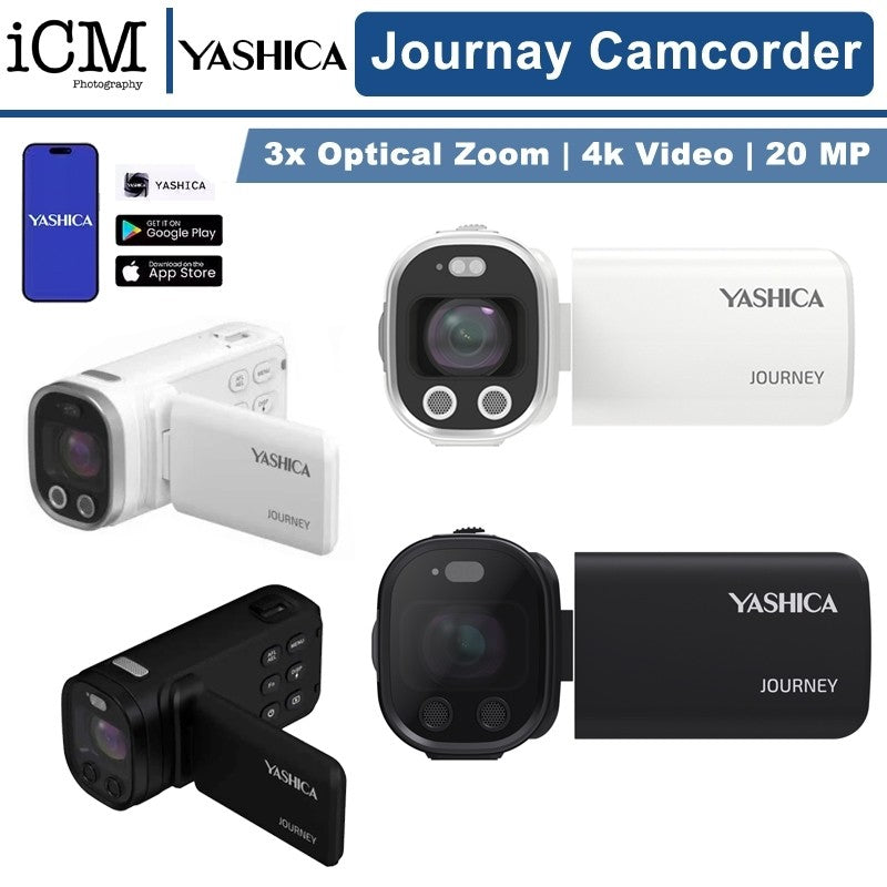 Yashica Journey Pocket 4K Camcorder Retro Vlogging Camera Swivel Screen 3x Optical Zoom