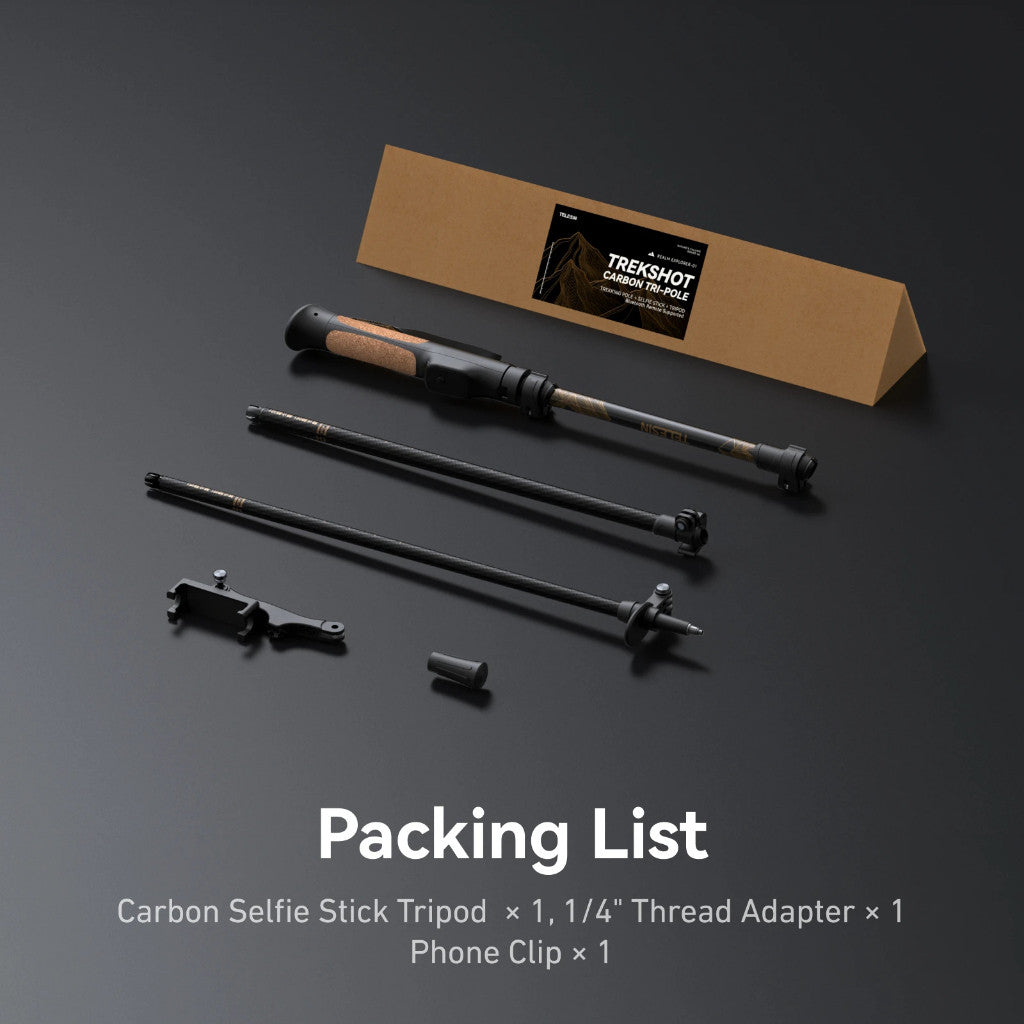 TELESIN TrekShot 3 in 1 Carbon Fiber Selfie Stick Trekking Pole Hidden Tripod 10m Bluetooth Remote Hiking