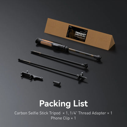 TELESIN TrekShot 3 in 1 Carbon Fiber Selfie Stick Trekking Pole Hidden Tripod 10m Bluetooth Remote Hiking